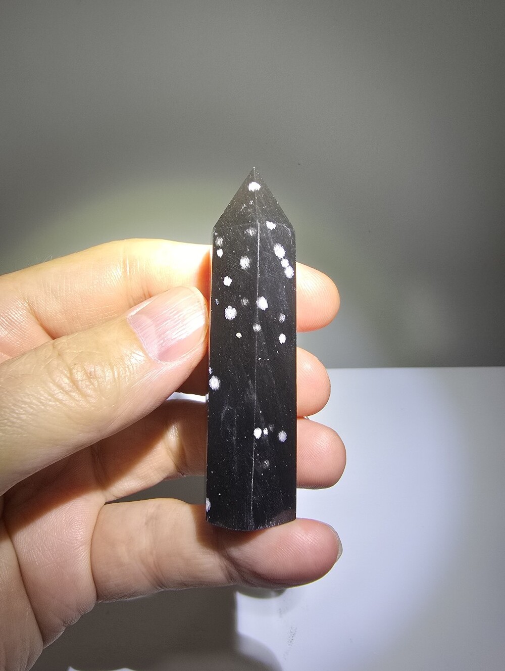 Snowflake Obsidian Crystal Tower #E